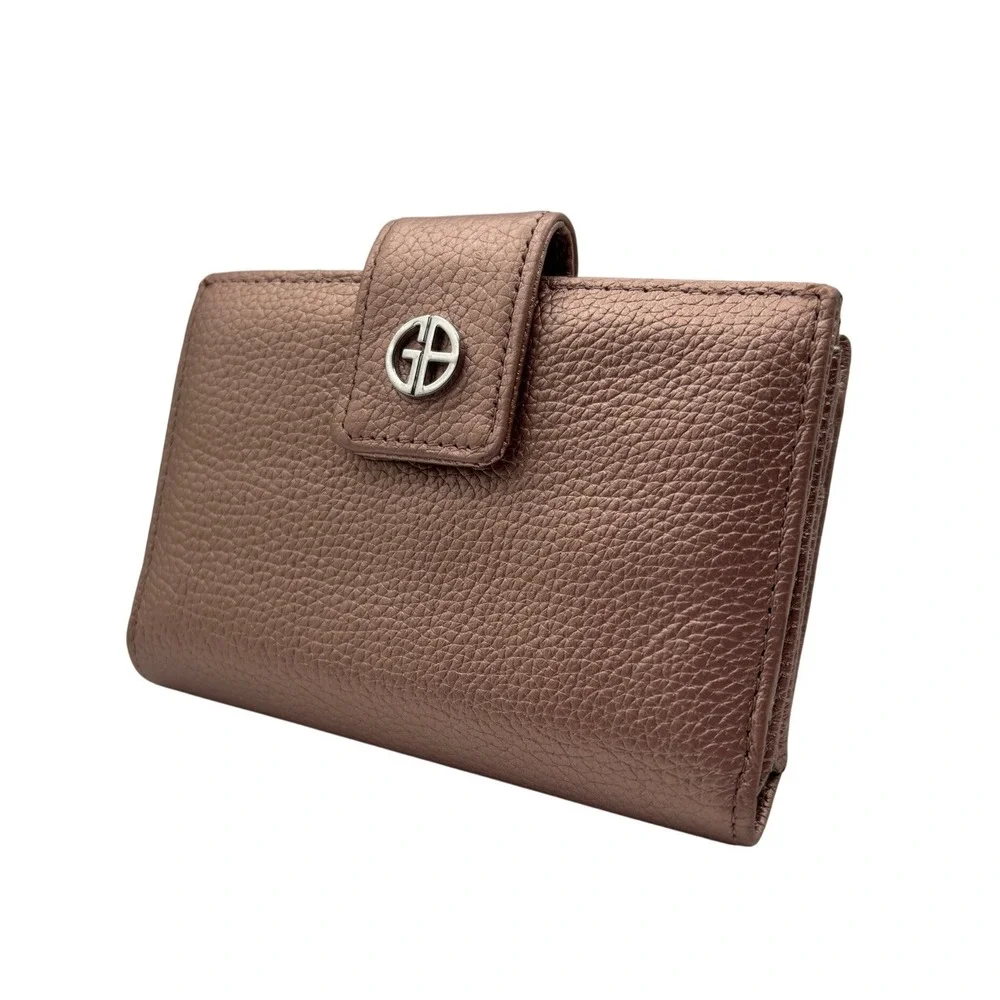 Giani Bernini Bifold Wallet Womens‎ Rose Gold Excellent Metallic Leather GB